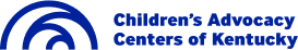 Logo for the Children's Advocacy Centers of Kansas featuring a stylized blue emblem and text.